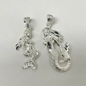 Sterling Silver 925 Mermaid Pendant Dangle Earrings