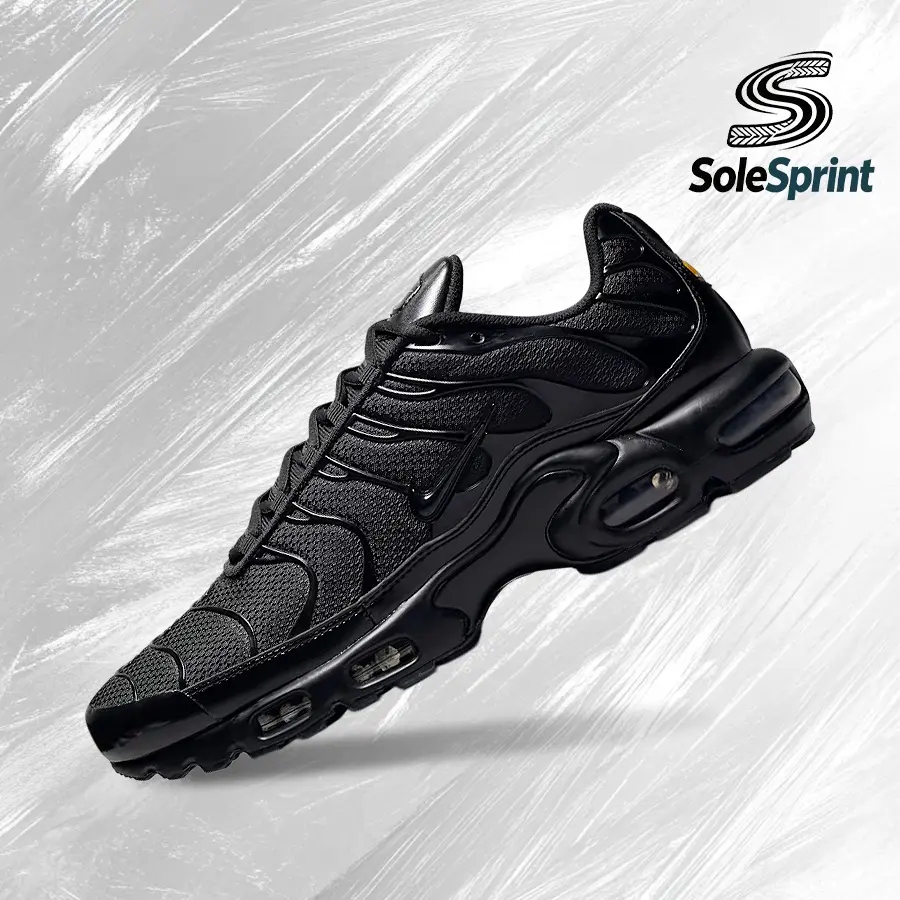 NIKE Air Max Plus Triple Black Running Shoes - Solid, Vintage-Inspired Unisex Sneaker with Shock-Absorbing Comfort for Gym & Streetwear 604133-050, Back-To-School, Casual, Gym-Street, Women's Fit, Us7, Us8.5, No, Athletic Shoes, Shock Absorb., Multi-Size,