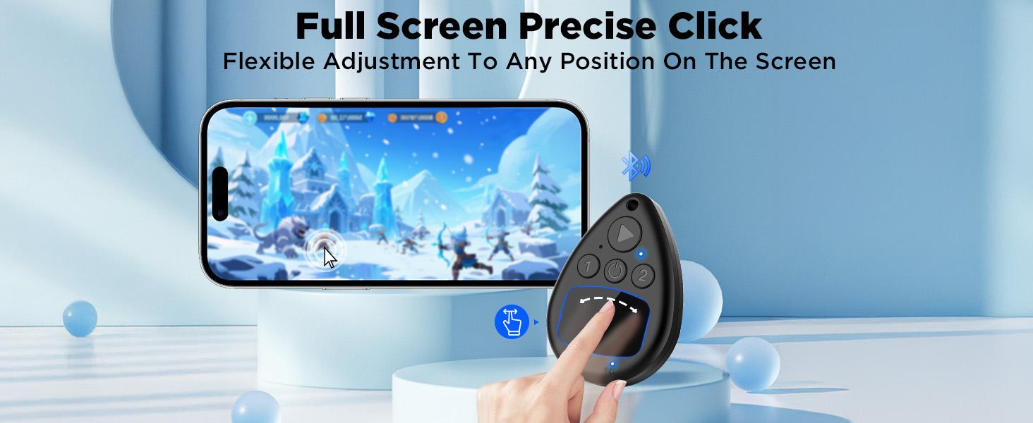 Bluetooth Wireless Auto Clicker Adjustable Speed Silent Screen Tapper Built-in Battery Hands Free Click Tool for Live Like Game Task