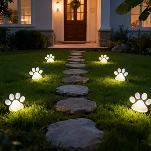 8-piece set of garden lights, waterproof solar-powered lights, light source sensing function, constant mode, solar LED courtyard lights, creative animal footprint design,Outdoor Pathway Lights