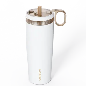 KISSKIND Leakproof Ceramic-Lined Coffee Tumbler for Commuting, Bag-Safe Iced Coffee Cup with Locking Lid, 20oz / 24oz