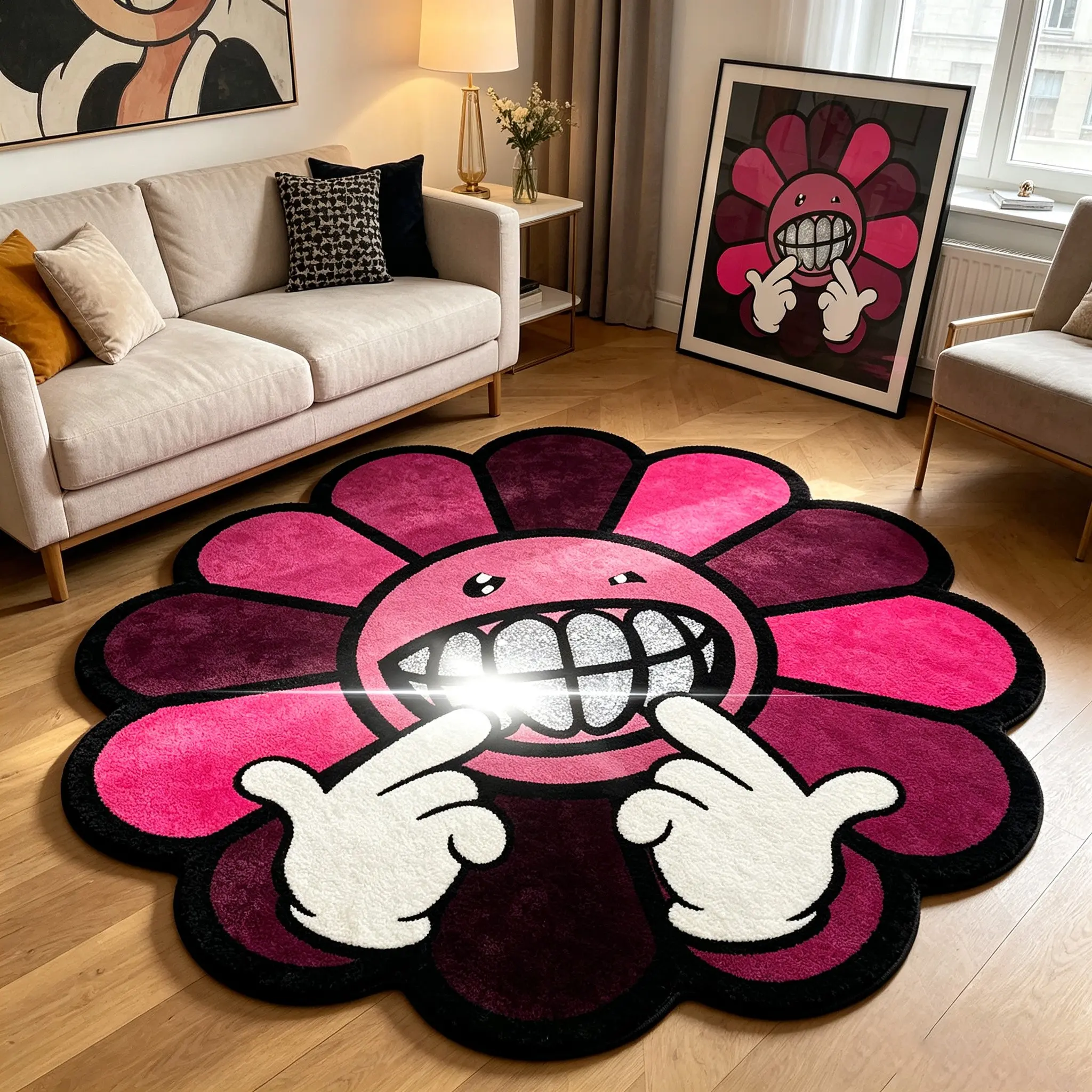Trendy Sunflower Shape Rug, Soft Comfortable Mat, Hand Wash Only, Ideal for Living Room, Bedroom, Kitchen, Hallway Decor, Soft Indoor Rugs, Home Decorative Rug, Floral Rugs