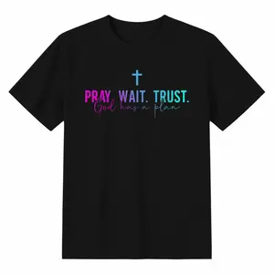 Pray Wait Trust God Has A Plan T-Shirt Men's and women's T-shirts summer graphic tees