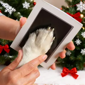 Paw Print Stamp, 1/4/8 Counts Footprint Stamp Pad with 1 Ink Pad & 2 Imprint Cards, Handprint and Footprint Stamp for Baby Shower