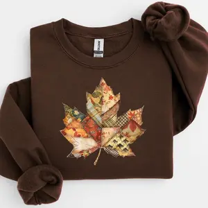 [SALE UP TO 30%]Retro Patchwork Fall Leaf Sweatshirt, Fall Pumpkin Shirt,