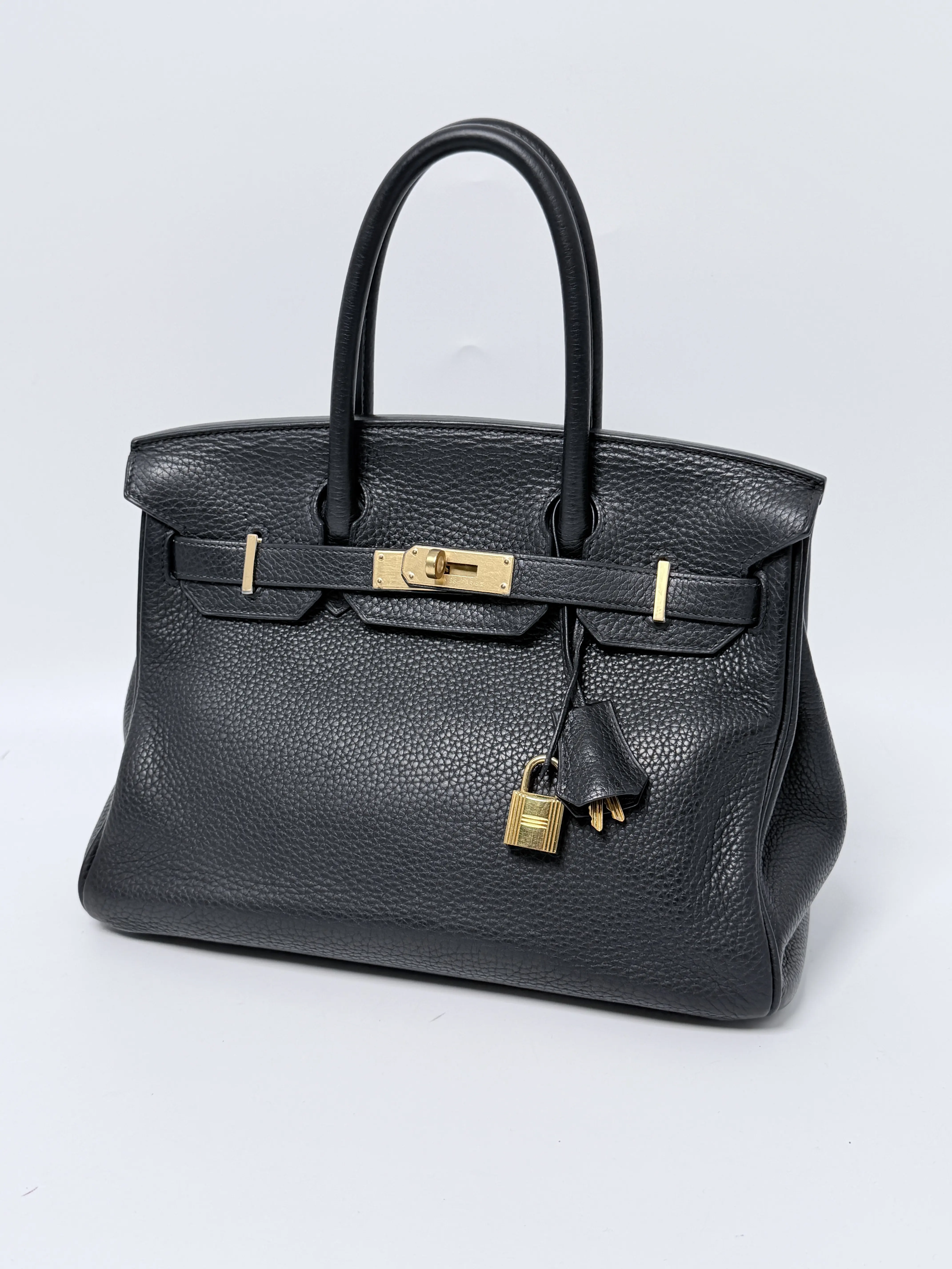 Pre-owned HERMÈS Leather Tote bags Togo Birkin 30 Black Top Handle Handbag Shoulder Tote Bag Gold Hardware FJ001HM