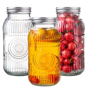 3 Pack Wide Mouth Mason Jars 64oz Glass Canning Jars with Airtight Lids and Bands for Preserving, Jam, Honey, Jelly, Wedding Favors, Sauces, Meal Prep, Overnight Oats, Salad, Yogurt,  Bottles,  Organiser