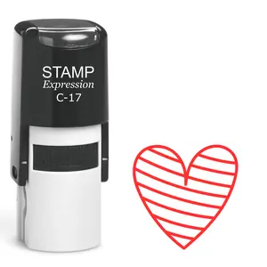 Red striped heart Self Inking Rubber Stamp (SH-64051)