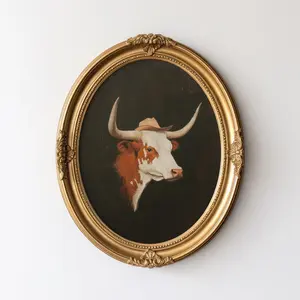University of Texas at Austin Wall Art – Texas Longhorn Cowboy Oil Print, Elegant Country Western Poster for Room Decor, Unframed