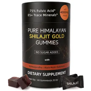 CIELUME 4000mg Himalayan Shilajit Gold Gummies, Ashwagandha,Black Musliand Gokshura Individually Wrapped No Sugar Added,Gelatin-Free,60 Count