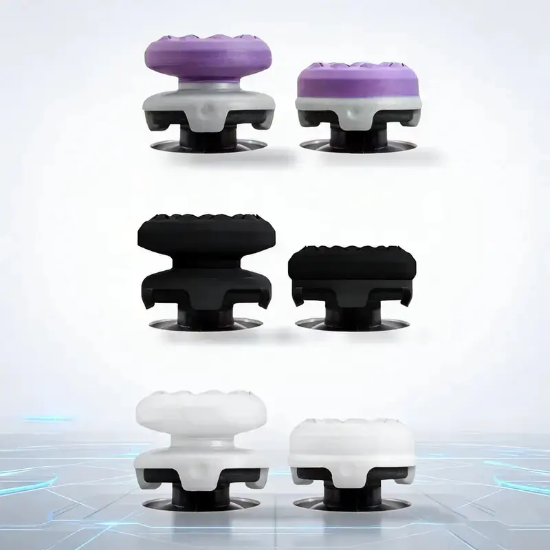 Performance Thumbsticks with Rubber Precision Rings, Console Accessory Thumb Grips for PS4, PS5, Xbox 1, XBX, Switch Pro, Scuf Controllers - Purple/Black/White, Improved Accuracy, Enhanced Comfort, Non-Slip Grip, Aim Assist, Motion Control PS5 Accessories