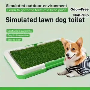 Dog Potty Training Mat with Artificial Grass, Non-slip Pet Toilet, Odor-free Indoor Puppy Potty Box, Dog Pee Mat with Splash-proof Artificial Grass Mat and Tray Dog Training Toilet