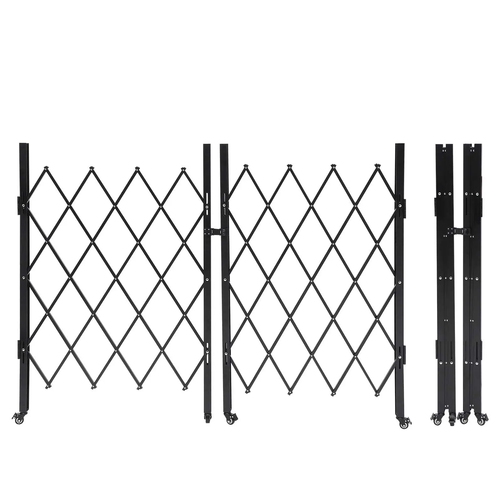 GARVEE Retractable Security Gate, 61" x 122" Heavy Duty Steel Accordion Door, Lockable Safety Barricade with 360-Degree Rolling Casters for Storefronts & Garages, Industrial Use, Folding Door, Metal, 1*Folding Security Gate, 61" H X 122" W, Basements