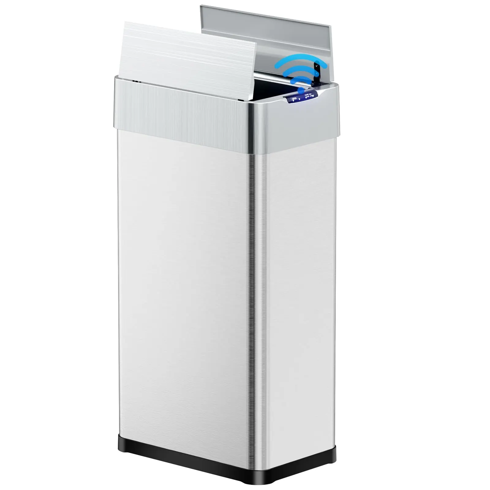 Arlopu 13.2 Gallon/ 50L Automatic Trash Can, Stainless Steel Motion Sensor garbage bin, Smart Trash Can W/ Butterfly Lid, Bag Retainer Ring and Display Light for Living Room,Kitchen,Office homeessentials