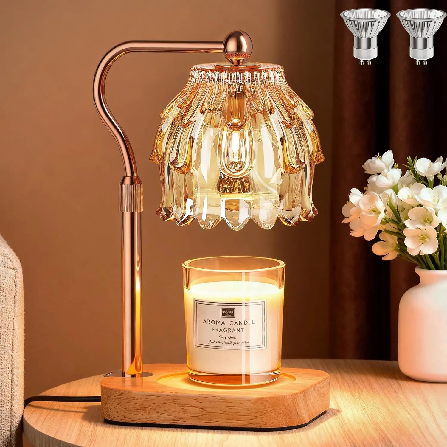 Candle Warmer with Timed Dimmer — Christmas Birthday Gift for Moms Electric Wax Melter Heater with Adjustable Height for Jar Candle Housings Warm Home Decor Lighting Decorative