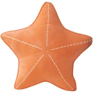 Starfish Shell Pillow for Floor, Sofa, Reading Cushion (Orange, 19.6in)
