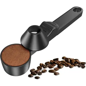 Coffee Scoop & Funnel for Reusable K Cup Refillable Coffee Pods, Measuring Spoon 2 Tbsp, Scoop with Funnel for Ground Coffee, Protein Powder, Tea - Black, 1 Pack