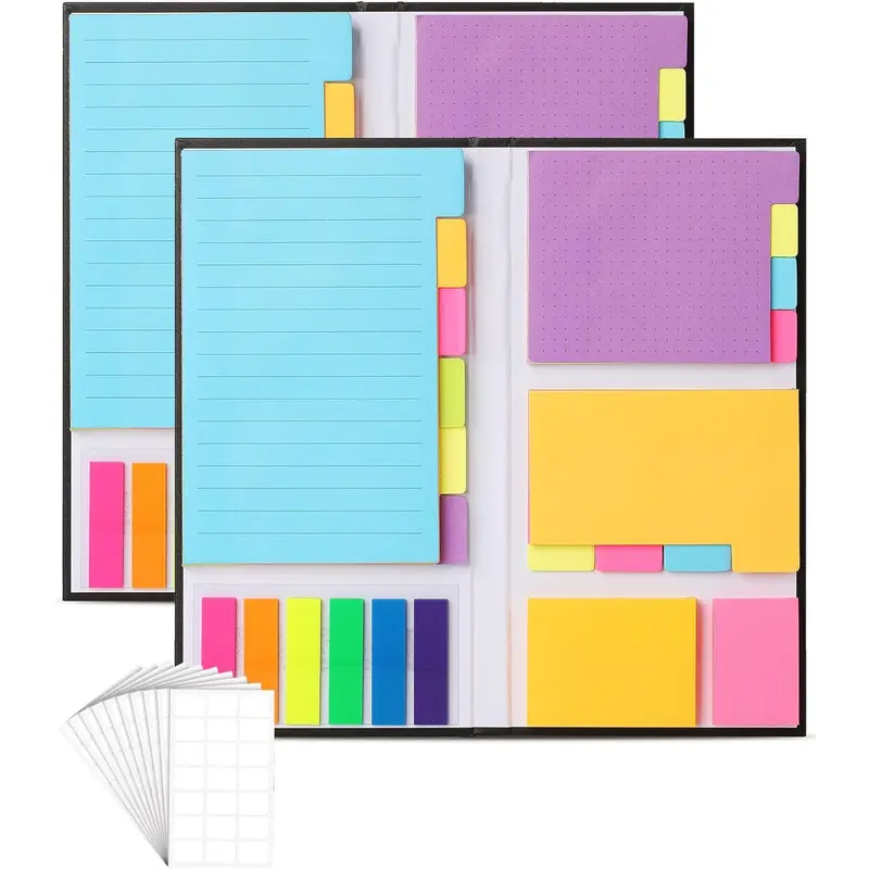 Colorful Coated Tabs Sticky Note Set - Index Tabs, Removable Dividers, Self-Adhesive Stickers with Perfectly Sticking Adhesive, 2 Sets (820 Count), Office Stationery for Calendar Management, Planner Decoration