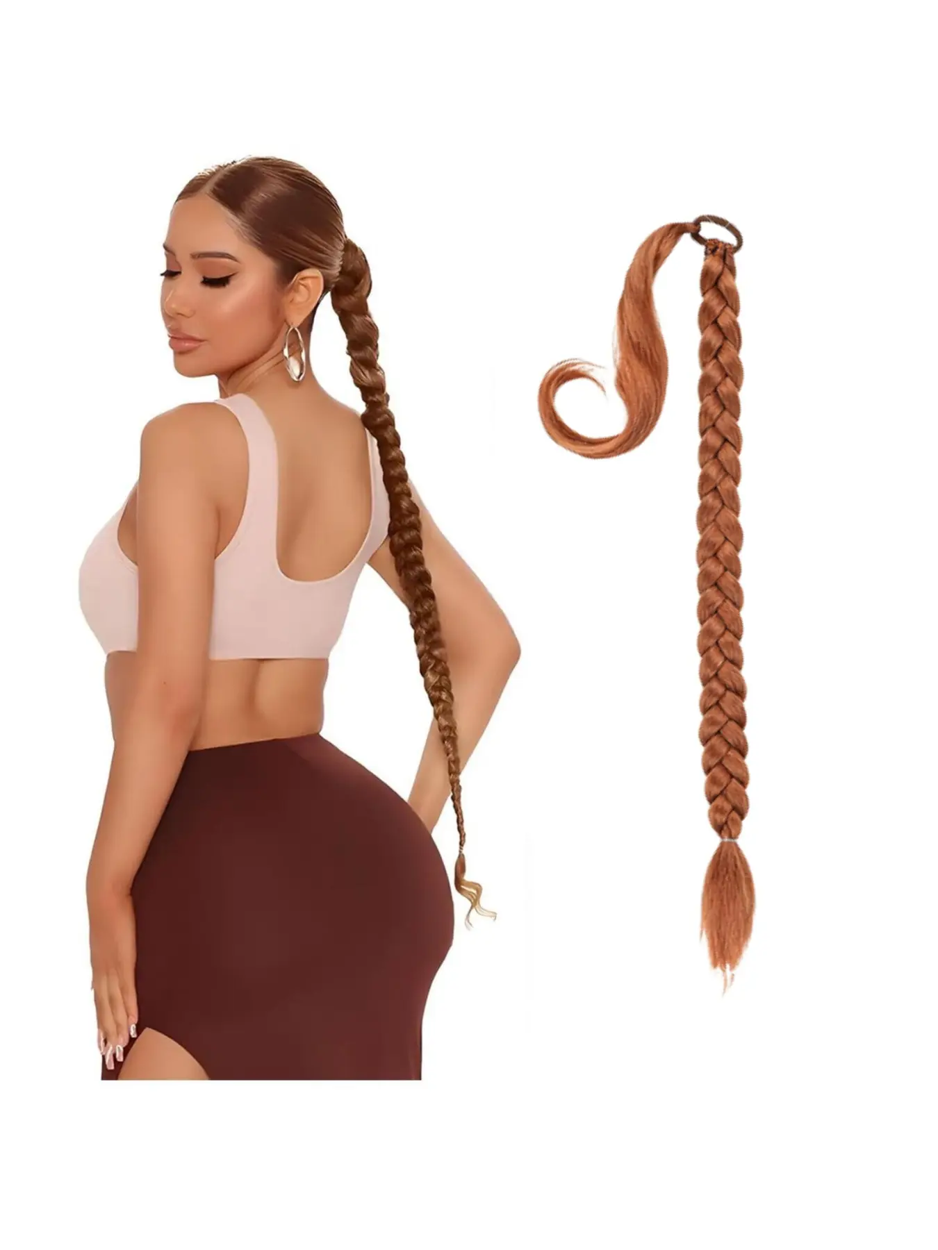 Women's Extra Long Straight Hair Wig, Synthetic Braided Ponytail Extension Hairpiece, All-Seasons Wearable, Perfect for Daily Use & Styling