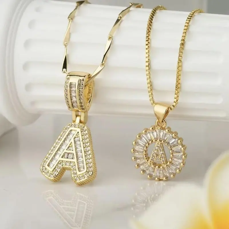 2-Pack 14K Gold Plated Dainty Thin Adjustable Chain Bubble Initial Pendant Jewelry, Tarnish-Resistant Letter Motif Necklaces for Daily Wear, Holiday Gifts, L