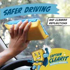 Captain Clear Window Miracle Anti-Fog Sponge, Super Absorbent, No Trace, Easy to Clean, Universal Cleaning Tool, Scrubber Pad, Polyester Material, Magic Eraser Sponge