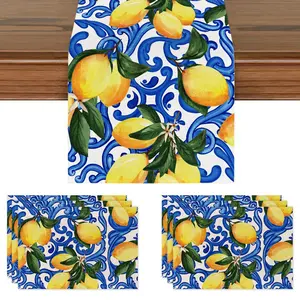 Summer Lemon Table Runner Placemat Tablecloth, Lemon Gift Design, Home Restaurant Decor, Indoor Outdoor Party Supplies, Holiday Gifts, Waterproof Table Cloth