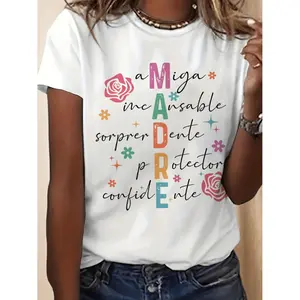 Men's Madre Spanish Mama Mother Graphic Print T-Shirt - Short-Sleeve, Round-Neck, Fitted Streetwear Casual Top for Spring & Summer Clothing