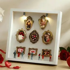DIY Mini Memory Museum Shadow Box – Personalized Silhouette Frame with Mini Figurines  Frames, Easy Assembly Custom Gift for Mother’s Day, Anniversary, Wedding & Home Decor