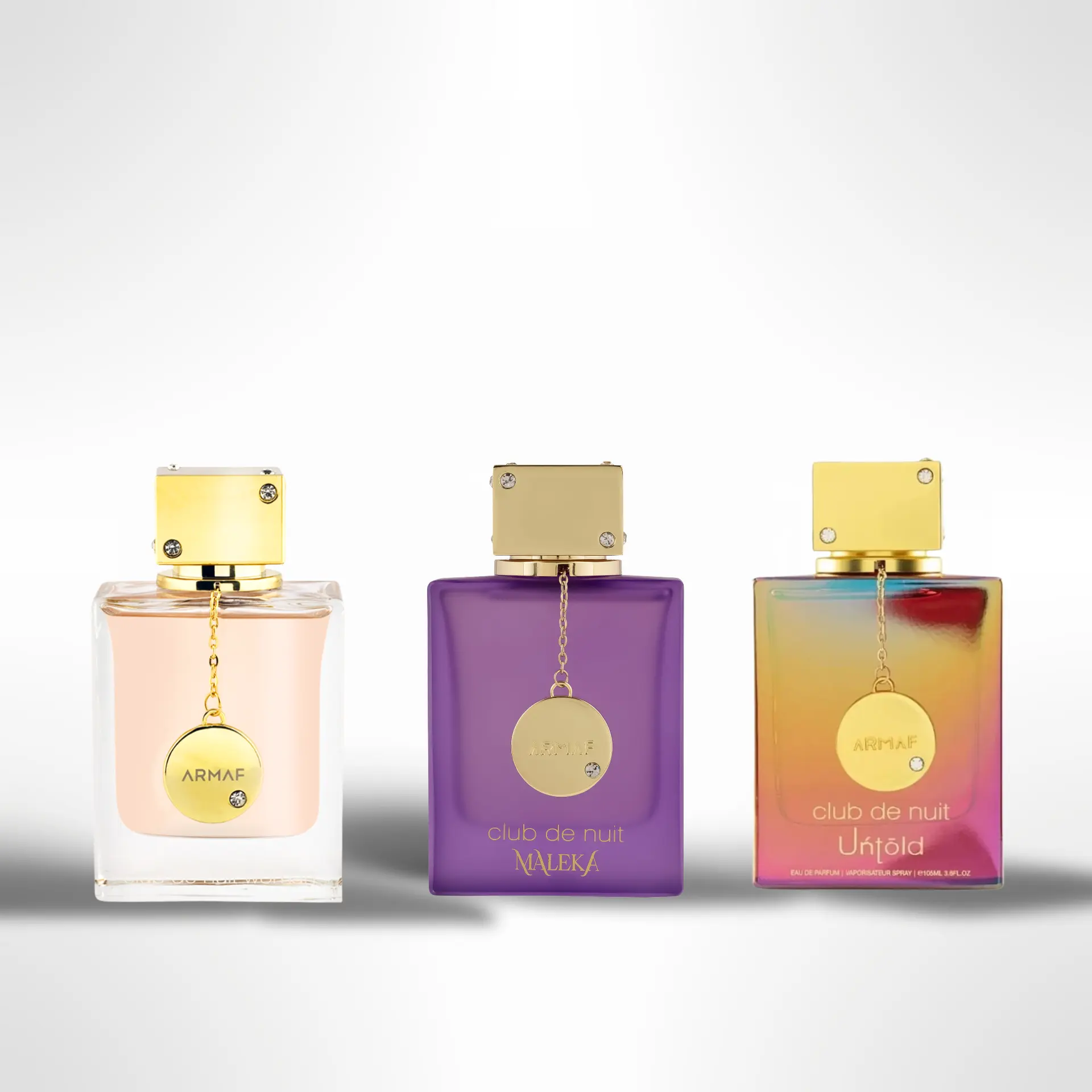 Armaf 3-Piece High Quality EDP Spray Fragrance Gift Bundle - Club de Nuit Woman, Maleka & Untold with Aromatic, Elegant Floral, Floral Citrus, Citrus Cedarwood Amber Scents, Concentrated Delightful EDP Perfume, High Quality Fragrance