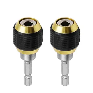 2 Pcs 1/4 Inch Hex Shank Drill Bit Extension Screwdriver Bit Holder Extension Rod Self-Locking Drill Bit Holder Quick Release Chuck Adapter Connector Power Drill Tool [60mm Length]