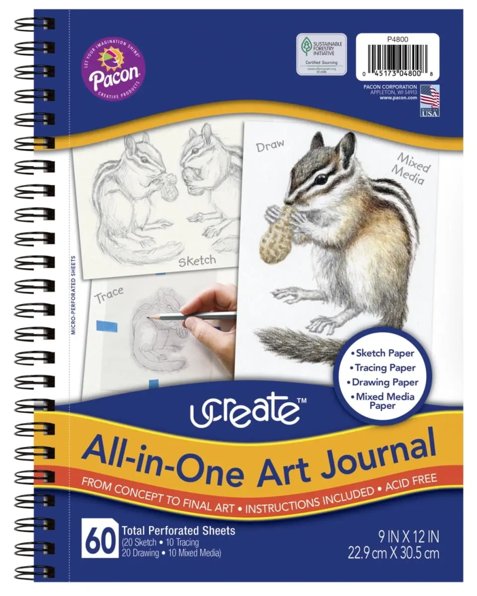 Ucreate 2004593 9 x 12 in. All-In-One Art Journal, White - 60 Sheets