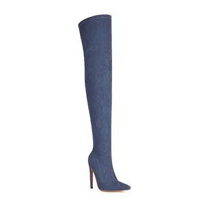 Denim Stretch Over-the-knee Boots