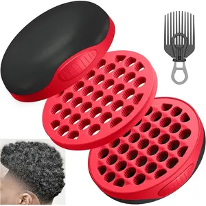 Silicone Curl Brush for Men Women Boys Girls, Magic Curly Hair Tool Twist Wave Curler, 1 Set (Red)  Hair Brush Heatless Haircare Red/Black