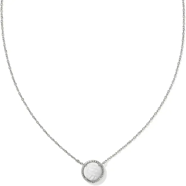 Kendra Scott Volleyball Short Pendant Necklace Silver White Mother Of Pearl 9608866431