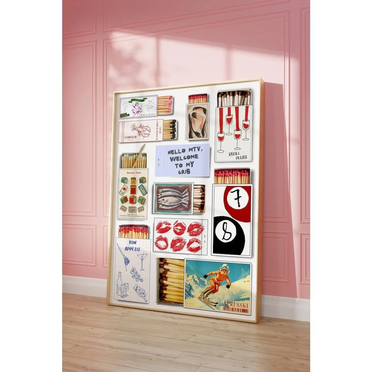 Vintage Matchbox Print, Trendy Matches Poster, Retro Matchbook Wall Art