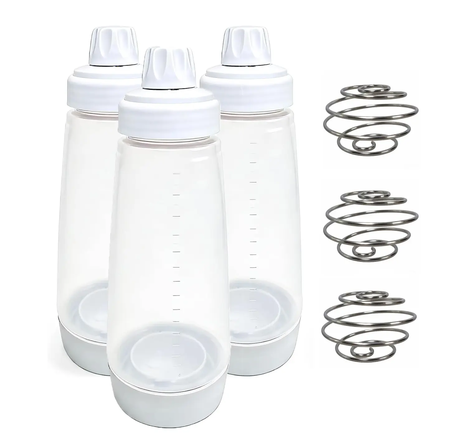 Pancake Batter Dispenser Bottle with Blender Ball, Reusable Mixing Squeeze Container with Easy Pour Spout, Kitchen Baking Tool for Pancakes Waffles Muffins Cupcakes, Portable Batter Mixer Bottle with Measurement Scale for Home Cooking