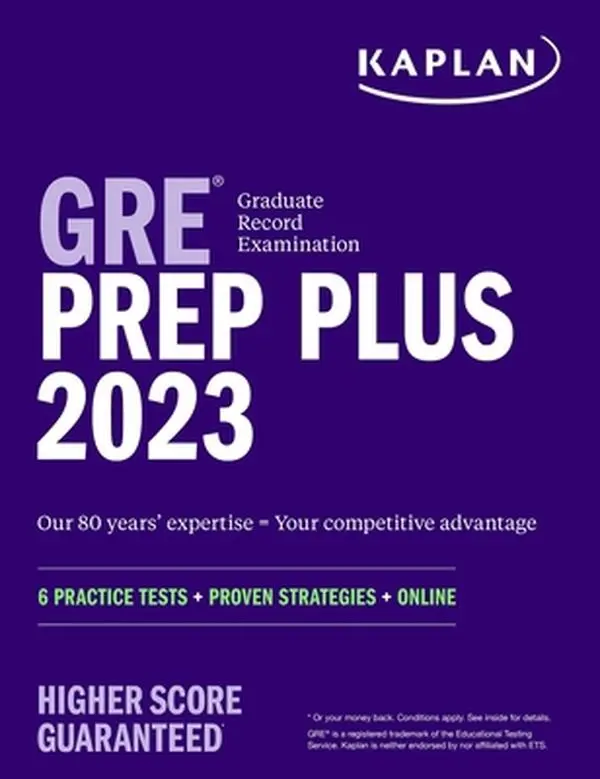 USED Book - GRE Prep Plus 2023, Includes 6 Practice Tests, 1500+ Practice Questions + Online Access to a 500+ Question Bank and Video Tutorials by Kaplan Test Prep (Paperback) - english