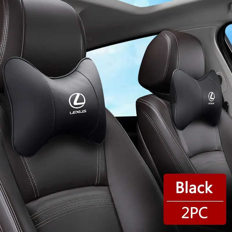 2PCS PU Leather Car Interior Seat Headrest Neck Protector Pillow Neck Rest Cushion For Lexus GS IS LS500h ES260 ES300h RX350h NX260 UX260 LM LC RZ450e TX CT200h Car Accessories