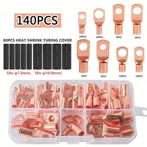 With copper wire connector kits, 140 pieces per box, multi-functional automotive repair tools, SC60pcs + heat shrink tubes 80pcs, Heat Shrink Connectors, for safe electrical connections, Durable Reliable Connectors