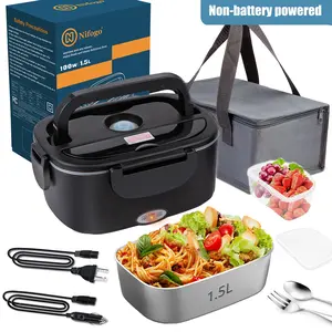 Electric Lunch Box (12V 24V 110V) - 1.5L/1.8L Leak Proof Food Warmer with Stainless Steel Container, Utensils & Carry Bag for Car/Truck/Home
