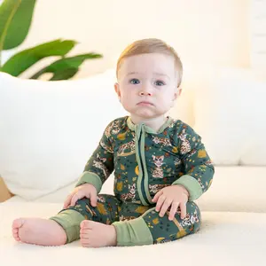 Ocelot Zip Baby Pajamas Ultra-Soft Viscose from Bamboo Blend Sleepwear by Jungle Jams Cozy Baby Clothing