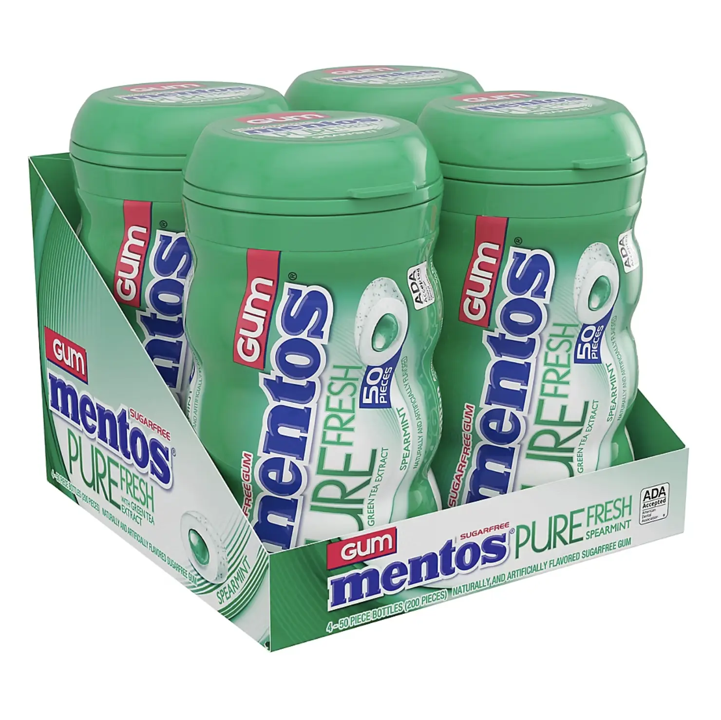 Mentos Pure Fresh Gum Spearmint 50 count 4 pack