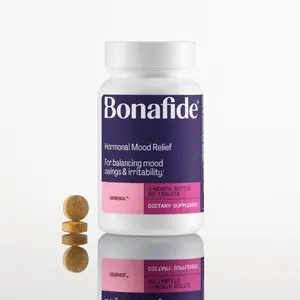Serenol by Bonafide. Relief from Hormonal Mood Swings, Irritability, & PMS Bloating. — 1-Month Supply (60 Tablets)