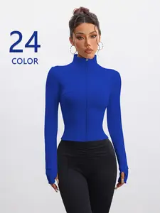 Women's Zipper Fitted Jacket Sports Running Top, Quick-Dry Design, Perfect Body Shape Display, Casual Fashion Outerwear