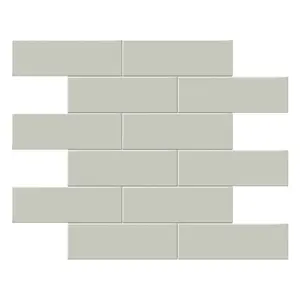 2 X 6 In Brick Soho Soft Sage Glossy Glazed Porcelain Mosaic