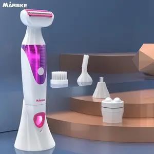 5 in 1 Electric Shaver with Base, 1 Box USB Rechargeable Hair Removal Tool for Arms, Legs, Underarm, Bikini Area, Wet and Dry Use Hair Removal Tool