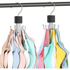 2 Pack Tank Top Hanger, Bra Hangers for Closet Organizer Max 36 Storage Capacity, Space Saving 360 ° Rotatable Metal Bra Organizer, Closet Organizers and Storage for Tank Top, Bras, Scarf, Purse etc.