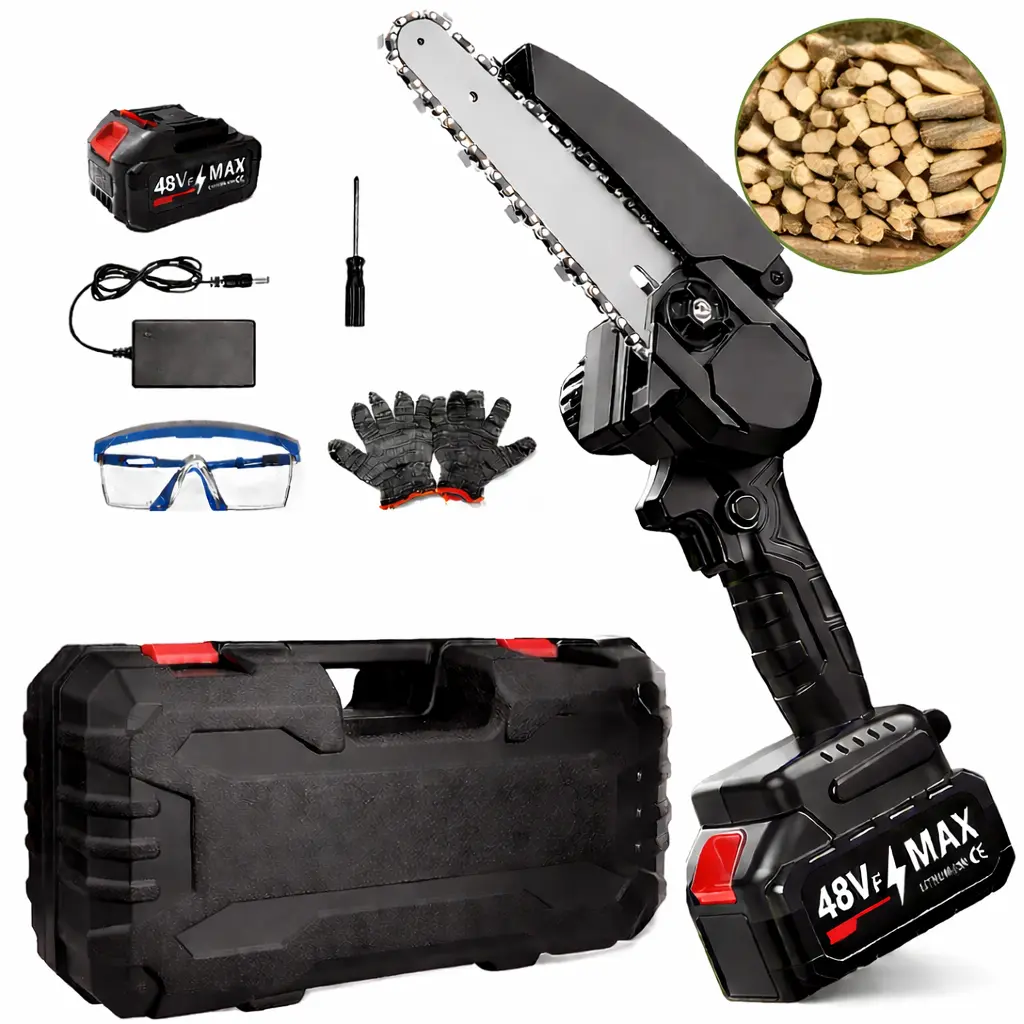 6-Inch Cordless Brushless Motor Handheld Mini Chainsaw, Cordless Power Tools with 1 Battery, for Tree Trimming and Firewood Cutting, Top Gift for Fathers