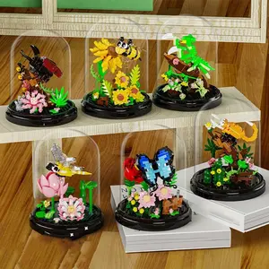 Flower Building Blocks DIY Colorful Flower Series, Decorative Bouquet, Valentine's Day Gift, Birthday Present, Mini Blocks, Building Block Sets, Desk Decoration