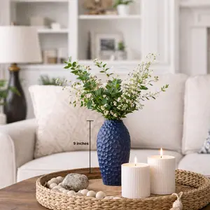 Modern Form Collection - Stoneleaf Vase | Textured Decorative Vase | Organic Minimalist Home Decor